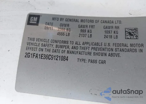 2012 Chevrolet Camaro 2Ls из США, поврежденный, VIN 2G1FA1E36C9121084